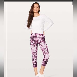 Lululemon Wunder Under High Rise Crops Blush Blossom Alpine White Candy Pink 4